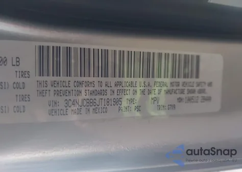 2018 Jeep Compass Latitude Fwd z USA, uszkodzony, nr VIN 3C4NJCBB6JT181905